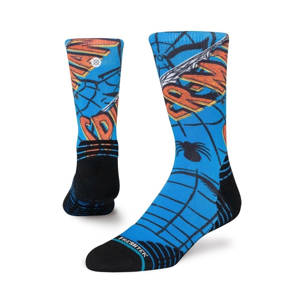 Stance Marvel Spiderman Performance Crew Socks Blue FreshTek Infiknit Large NEW